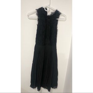 Never worn Black Lace Pleated Midi Dress
